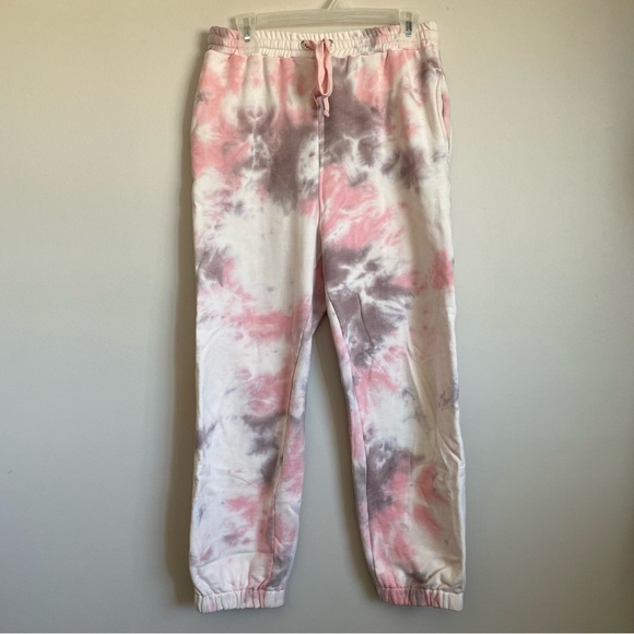 Le Lis Collection. Tie-dye Hoodie and Sweatpants set. Medium. Pink, grey, white. - Picture 2 of 11